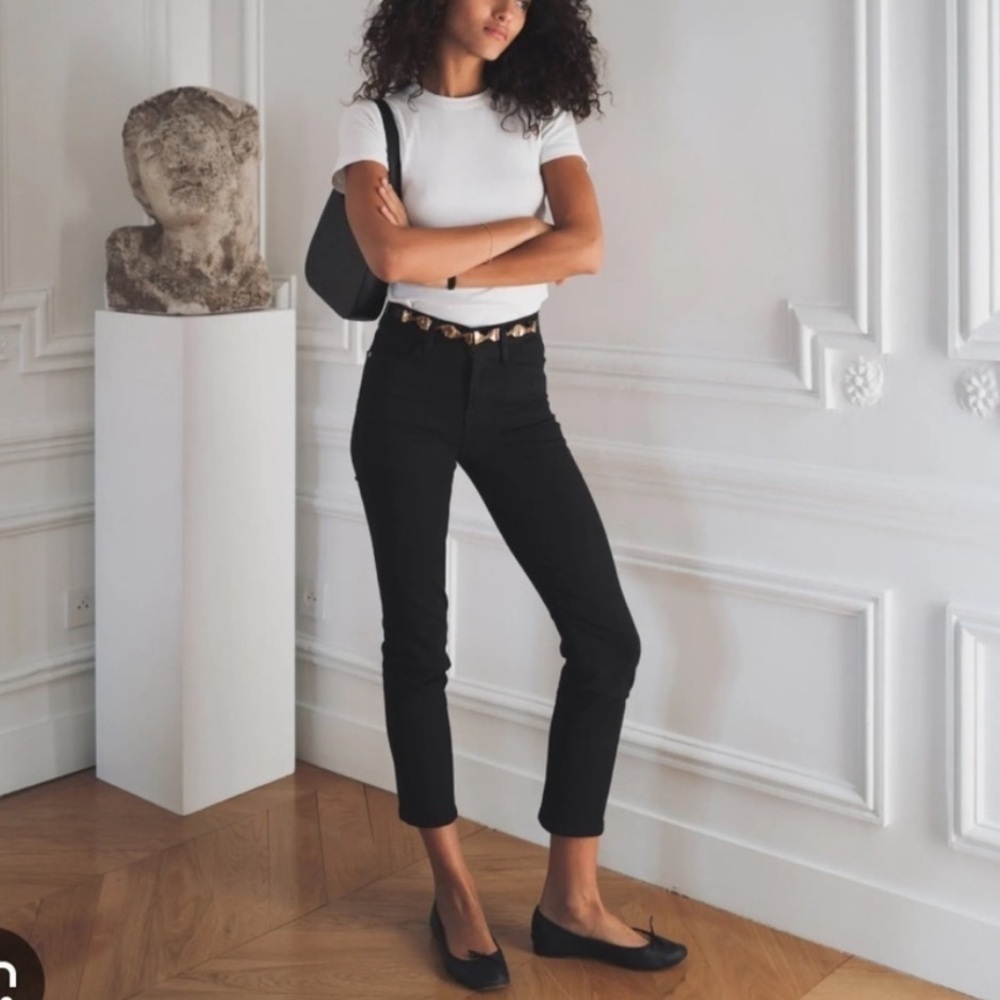 Frame Denim Black Straight Leg Jeans